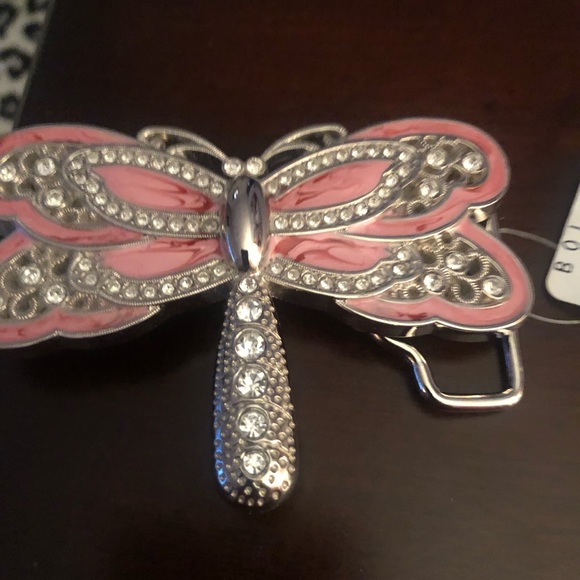 Pink and rine stone dragonfly belt buckle - Picture 1 of 3